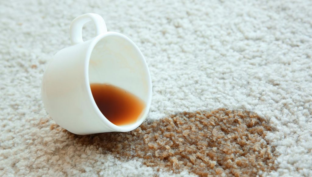 Coffee spilled onto the carpet